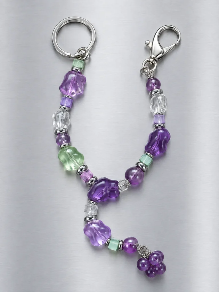 Grape Soda Bag Dangle, laid flat