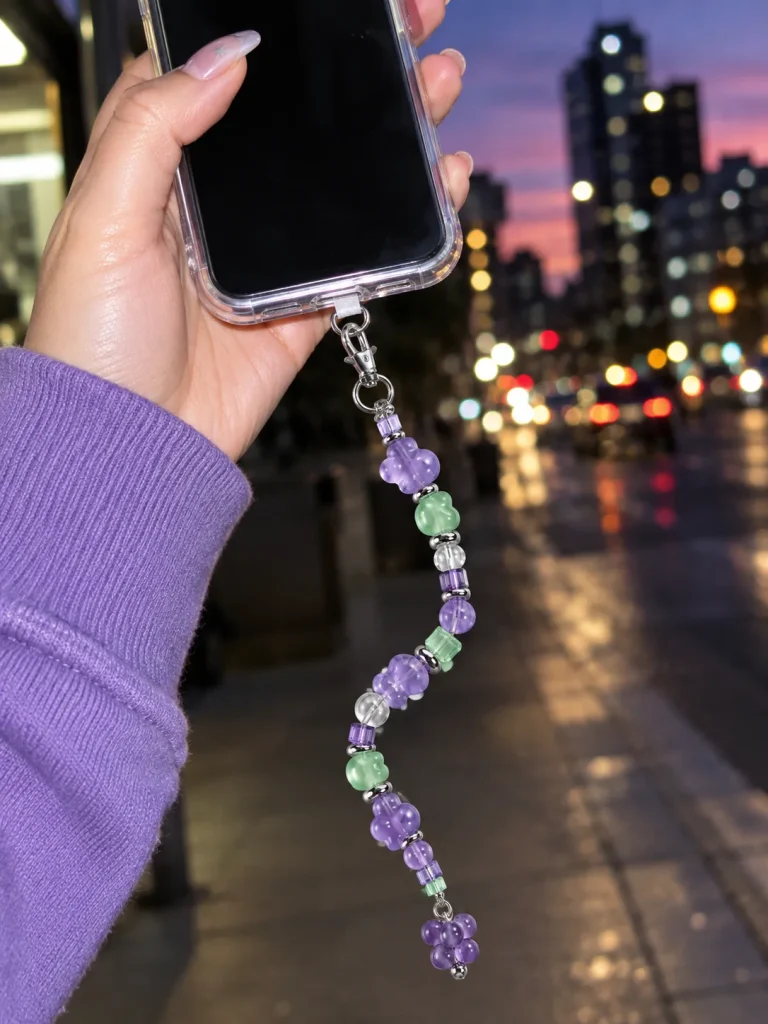 Grape Soda Drop Charm worn or in use