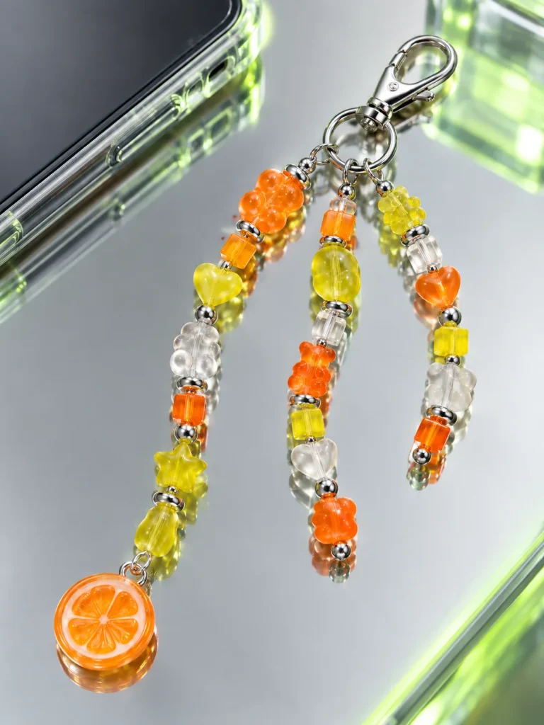 Tangerine Glitch Cluster Charm close up
