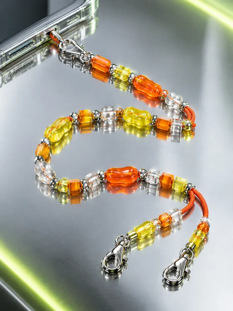 Tangerine Glitch Crossbody Lanyard close up