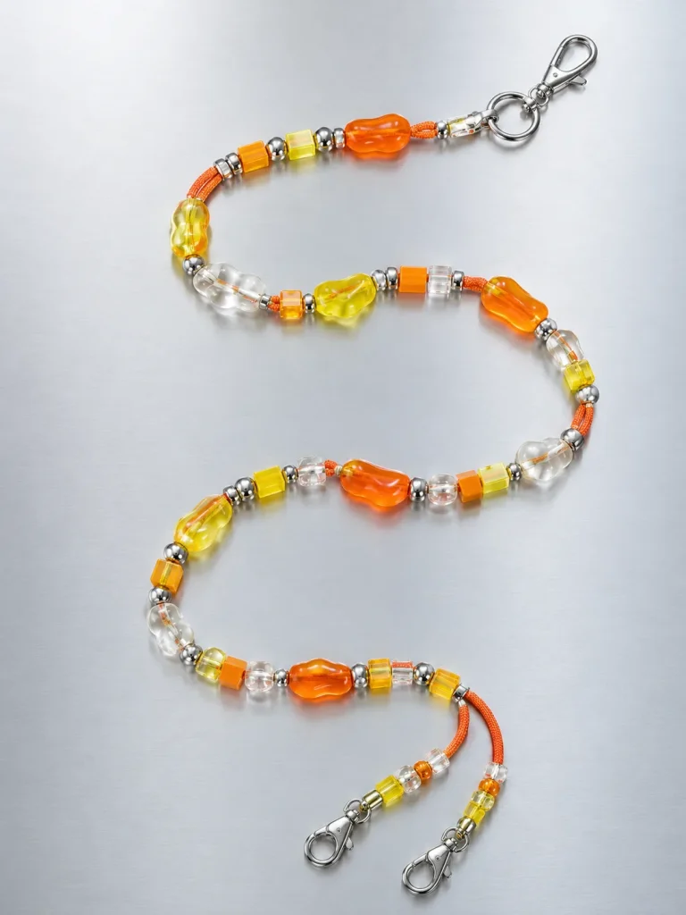 Tangerine Glitch Crossbody Lanyard, laid flat