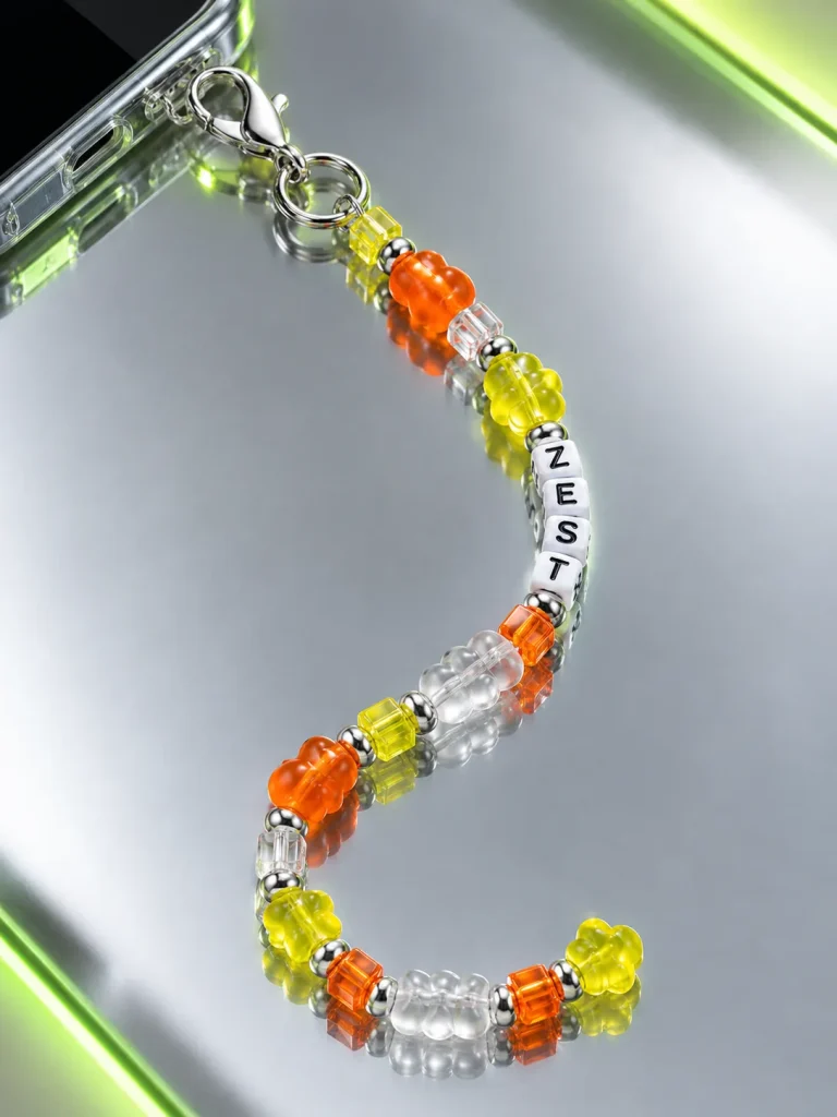 Tangerine Glitch Pixel Strand close up