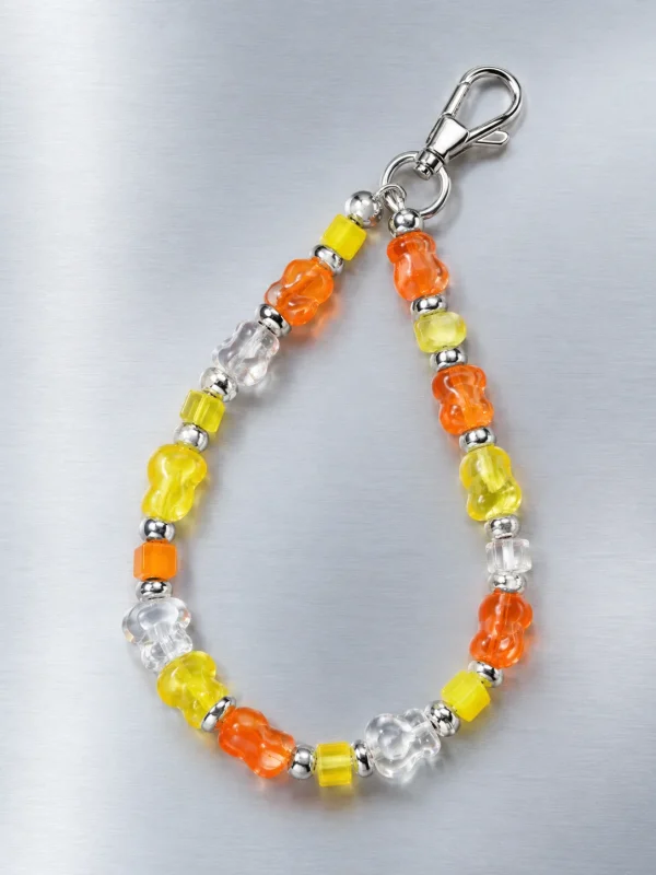 Tangerine Glitch Wrist Loop, laid flat